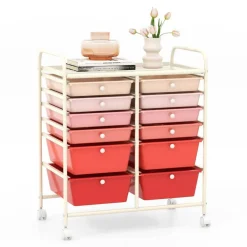 Costway 12 Drawers Rolling Cart Storage Mutlicolor Scrapbook Paper Studio Organizer Bins