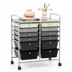 Costway 12 Drawers Rolling Cart Storage Mutlicolor Scrapbook Paper Studio Organizer Bins