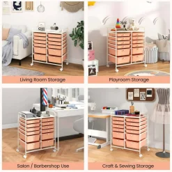 Costway 12 Drawers Rolling Cart Storage Mutlicolor Scrapbook Paper Studio Organizer Bins