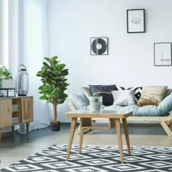 Costway 4ft Artificial Fiddle Leaf Fig Tree Indoor Outdoor Office Decorative Planter