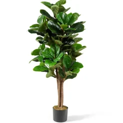 Costway 4ft Artificial Fiddle Leaf Fig Tree Indoor Outdoor Office Decorative Planter