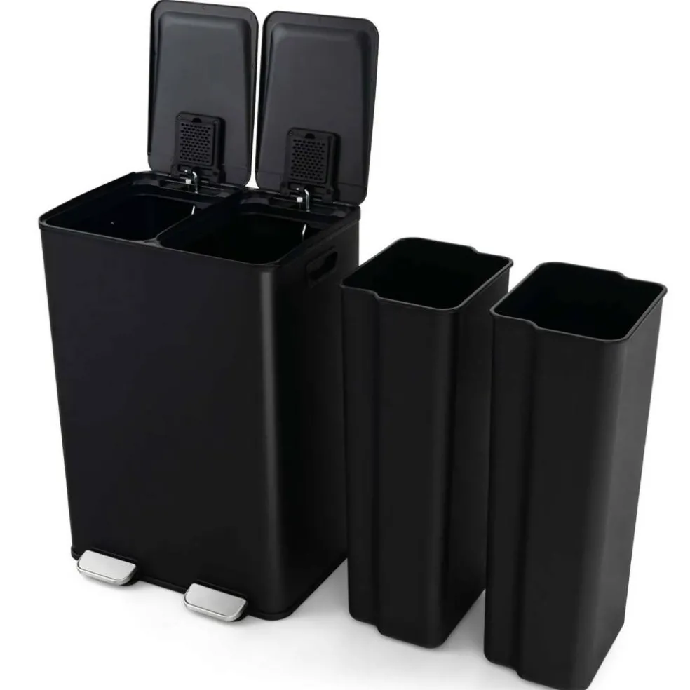 Costway 16 Gallon Dual Step Trash Can Recycle Bin Stainless Steel Bucket Pedal Silver/Black/White