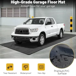Costway Garage Floor Mat Non-Slip Containment Mat for Waterproof Protection Black Middle/Large
