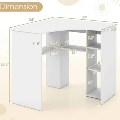 Costway L-Shaped Computer Desk with Storage Shelves Adjustable Shelf for Home Office Natural/White