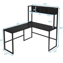 Costway 55'' L-Shaped Desk Corner Computer Desk w/Hutch Black
