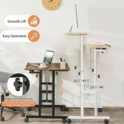 Costway Mobile Stand up Desk Adjustable Computer Desk Tilting Workstation