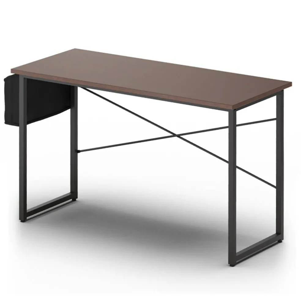 Costway Modern Computer Desk 47'' Study Writing Table w/ Storage Bag Coffee Black/Brown/Coffee