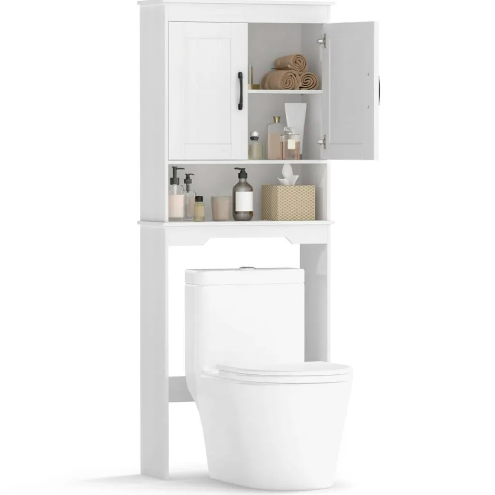 Costway Over The Toilet Storage Cabinet Bathroom Organizer w/ Adjustable Shelf