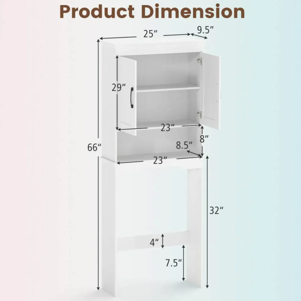 Costway Over The Toilet Storage Cabinet Bathroom Organizer w/ Adjustable Shelf