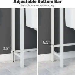 Costway Over-The-Toilet Storage Shelf Space Saving Metal Bathroom Organizer Hooks Grey/White/Brown