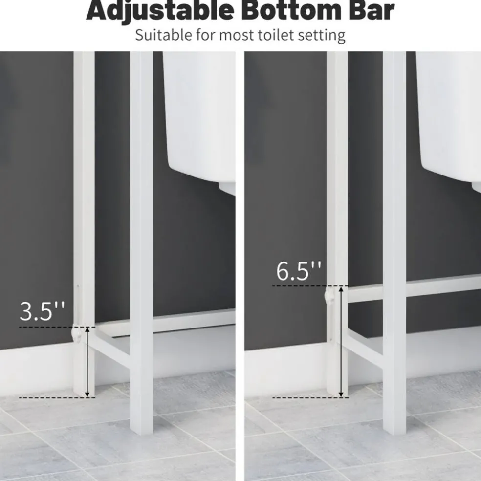 Costway Over-The-Toilet Storage Shelf Space Saving Metal Bathroom Organizer Hooks Grey/White/Brown