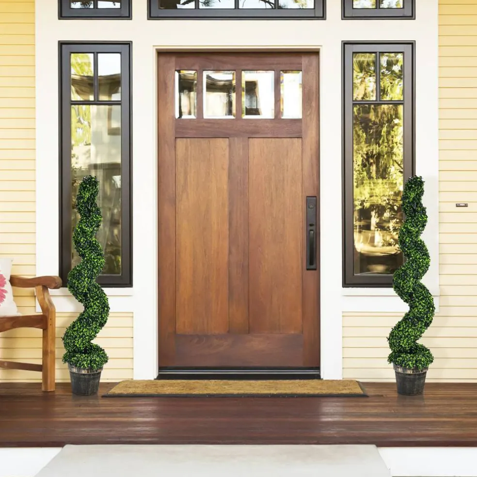 Costway 2 Pack 4FT Artificial Spiral Boxwood Topiary Tree Indoor Outdoor Decor
