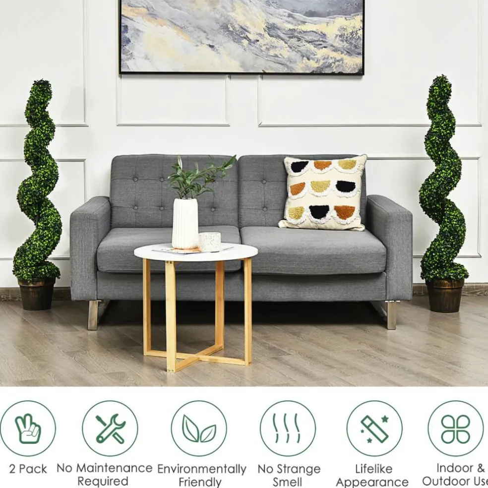 Costway 2 Pack 4FT Artificial Spiral Boxwood Topiary Tree Indoor Outdoor Decor