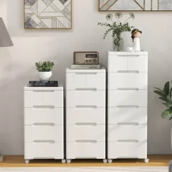 Costway 1/2 PCS 6-Drawer Plastic Rolling Storage Cart with 4 Universal Wheels Dresser Cabinet