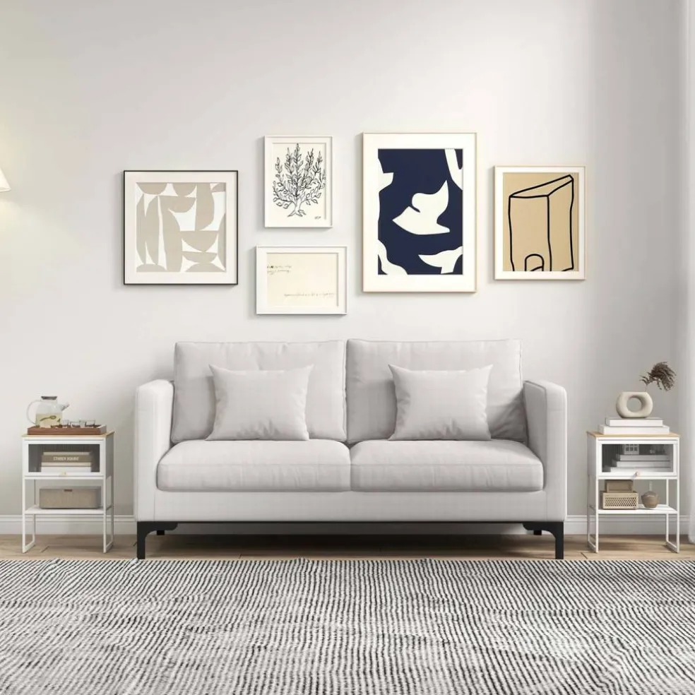 Costway 1/2 PCS Home Nightstand 3-Tier Storage Table with Open Shelf Heavy-duty Metal Frame