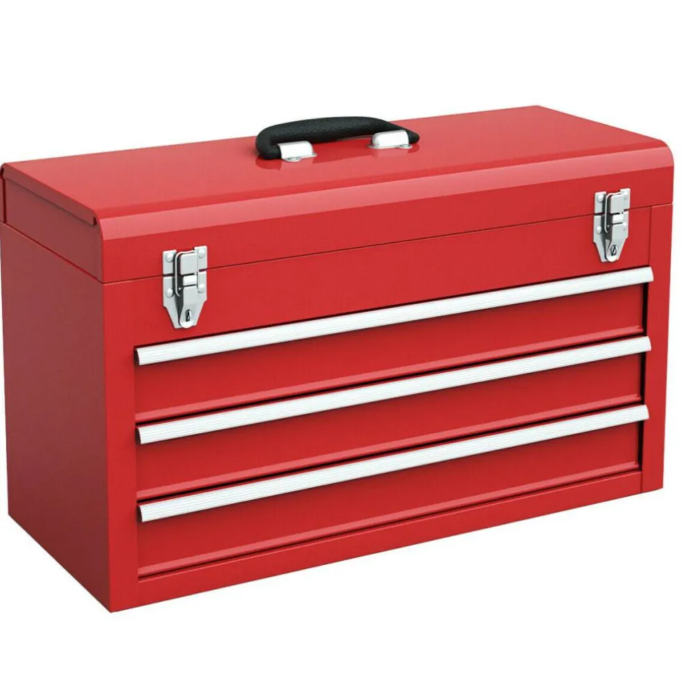 Costway Portable Tool Chest Box Storage Cabinet Garage Mechanic Organizer 3 Drawers Black/Red/Blue