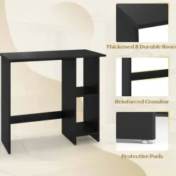 Costway Small Computer Desk with Storage Modern Writing Desk with Adjustable Shelf White/Black
