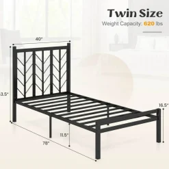Costway Twin/Full/Queen Size Platform Bed with Headboard 11.5