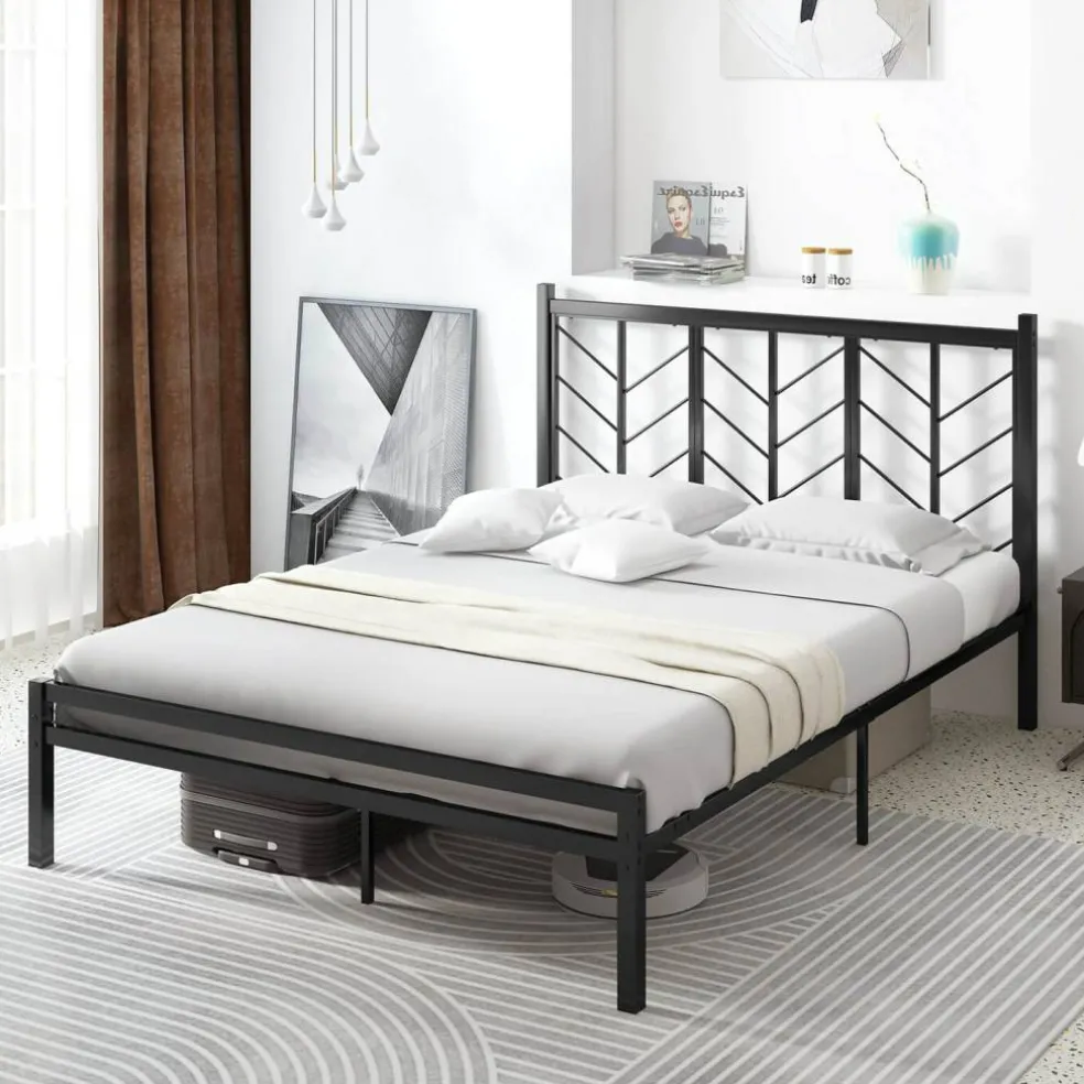 Costway Twin/Full/Queen Size Platform Bed with Headboard 11.5" Under Bed Storage Easy Assembly