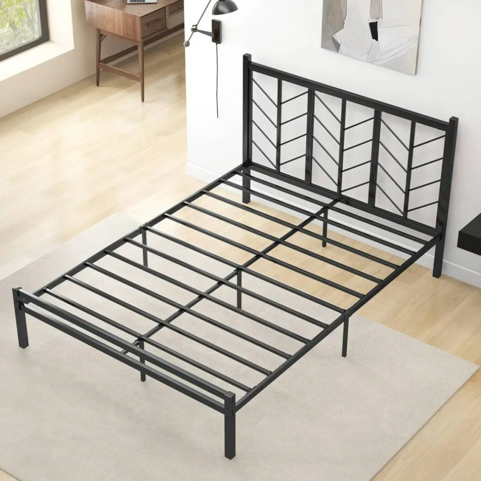 Costway Twin/Full/Queen Size Platform Bed with Headboard 11.5" Under Bed Storage Easy Assembly