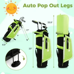 Costway Ultimate Kids Golf Practice Set Junior Complete Golf Club Set for Kids Age 5-7 Years Old Green/Blue/Pink