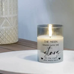 Cottage Garden PGC-04-47GY The Moon Danced With The Stars Pearlized Grey 4 x 3 Inch Flickering Flame LED Glass Candle