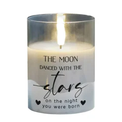 Cottage Garden PGC-04-47GY The Moon Danced With The Stars Pearlized Grey 4 x 3 Inch Flickering Flame LED Glass Candle