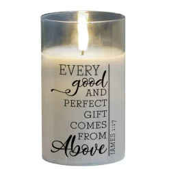 Cottage Garden PGC-05-45SGY Every Good And Perfect Pearlized Grey 5 x 3 Inch Flickering Flame LED Glass Candle