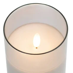 Cottage Garden PGC-05-45SGY Every Good And Perfect Pearlized Grey 5 x 3 Inch Flickering Flame LED Glass Candle
