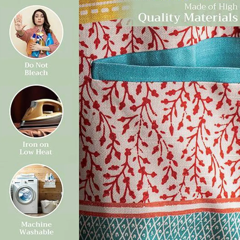 100% Cotton Kitchen Apron with an Adjustable Neck with Long Ties for Women Men Chef