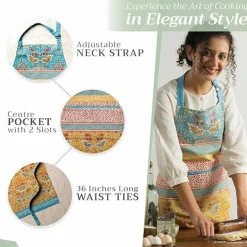 100% Cotton Kitchen Apron with an Adjustable Neck with Long Ties for Women Men Chef
