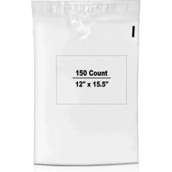 150 Count Clear Plastic Poly Bags, 12x15.5 Inch Self Seal Mailers for Large Items