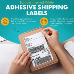 200 Count Direct Thermal Fanfold Shipping Labels 4x6 Inch White Adhesive