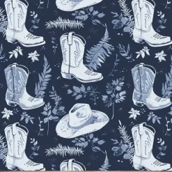 Country Cowboy Boots and Hats Anti-Pill Premium Fleece Fabric | By The Yard