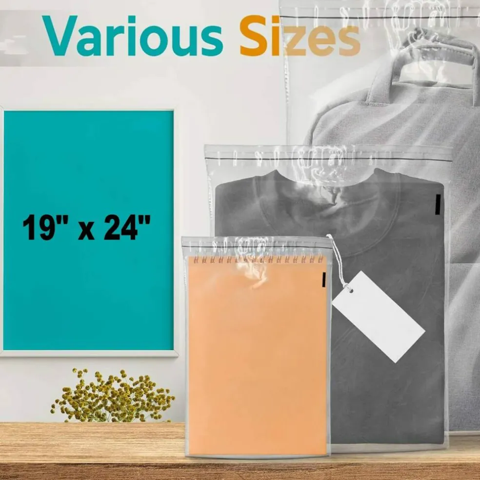 100 Count Self Seal Mailing 19 x 24 Inch Resealable Clear Poly Bags for Shipping and Storage