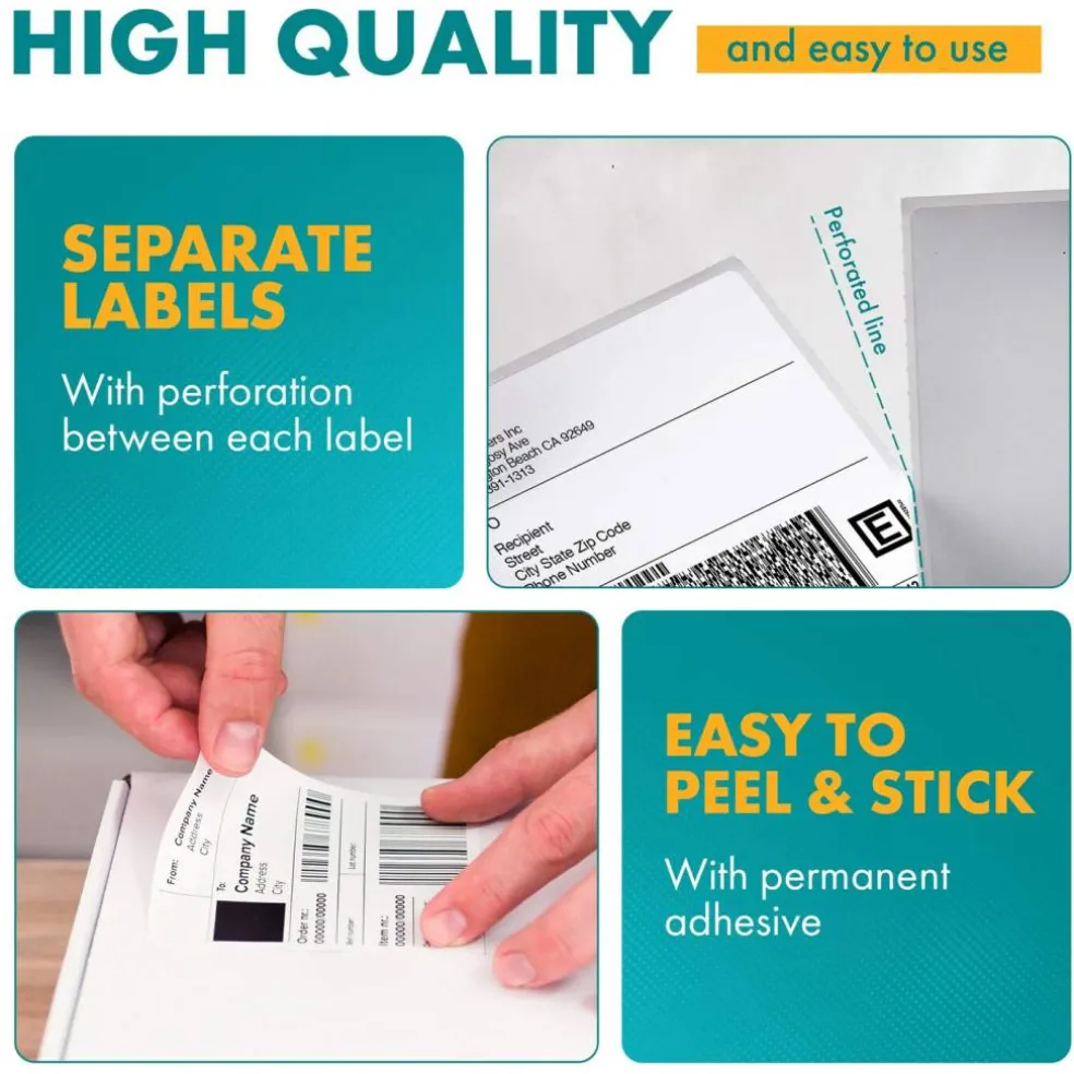 400 Count White Fanfold Shipping Labels Packages 4x6 Inches