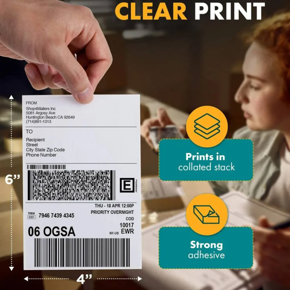 400 Count White Fanfold Shipping Labels Packages 4x6 Inches