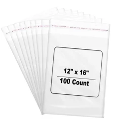 100 Count 12" x 16" Clear Cellophane Resealable Bags 1.2 mil