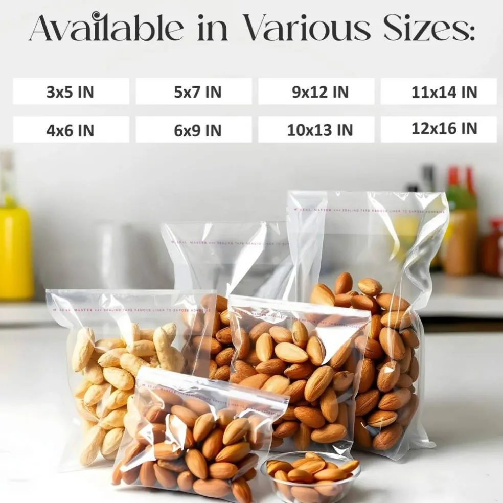100 Count 12" x 16" Clear Cellophane Resealable Bags 1.2 mil