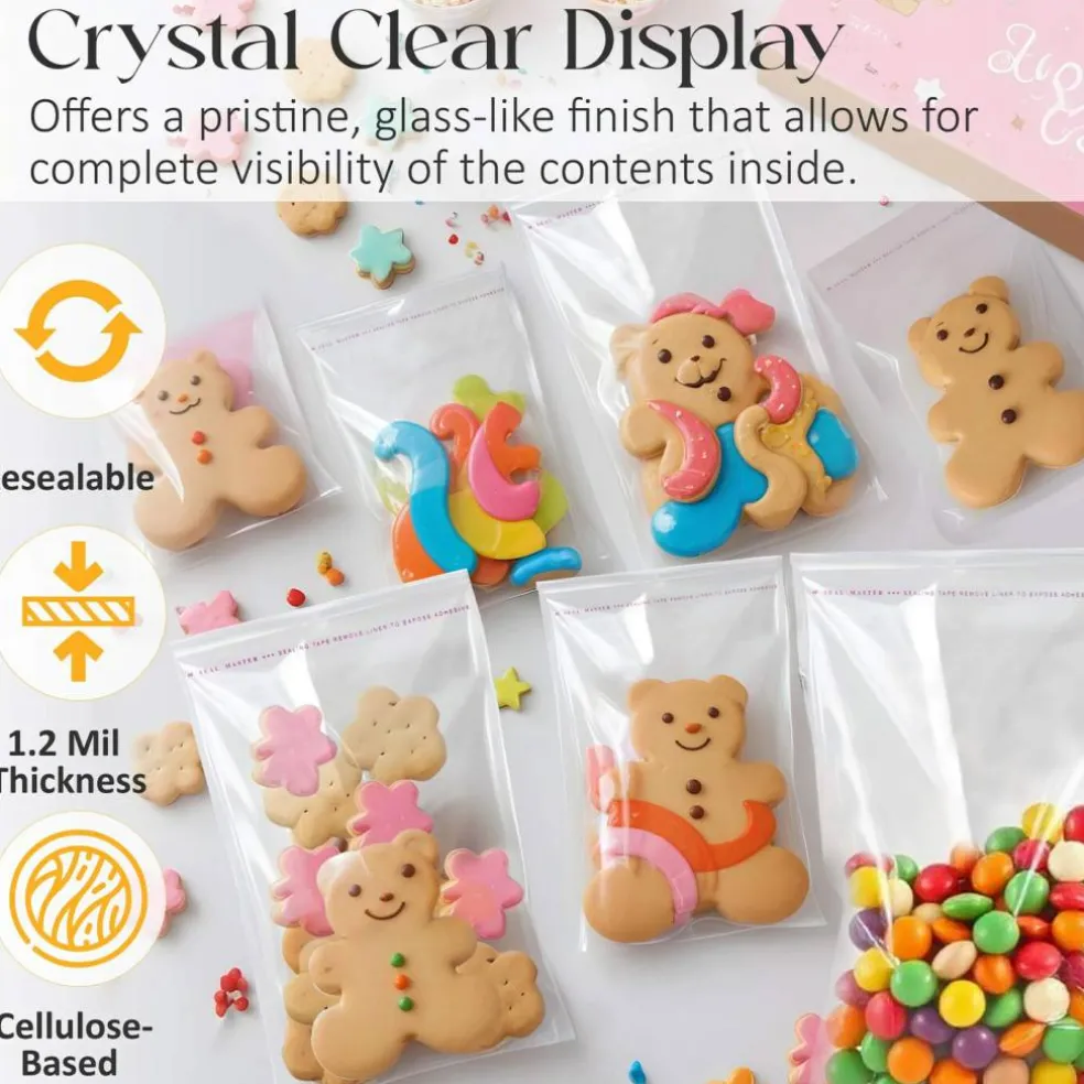 100 Count 12" x 16" Clear Cellophane Resealable Bags 1.2 mil