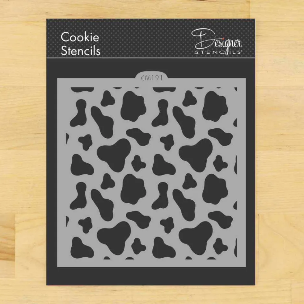 Cow Print Cookie and Craft Stencil | CM191 by Designer Stencils | Stencils for Royal Icing, Airbrush, Dusting Powder |