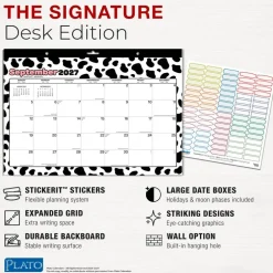 Cow Prints | 2027 15.5 x 11 Inch Monthly Desk Pad Calendar | Sticker Sheet