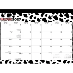 Cow Prints | 2027 15.5 x 11 Inch Monthly Desk Pad Calendar | Sticker Sheet