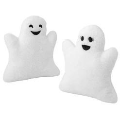 Cozy Halloween Fuzzy Polyester Ghost Pillow Set for Festive Home Decor