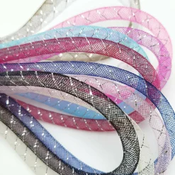 Craft Assorted 13 Colors 26Yards Solid Mesh Tube Deco Flex for Wreaths Crafts (Mix, 3/8