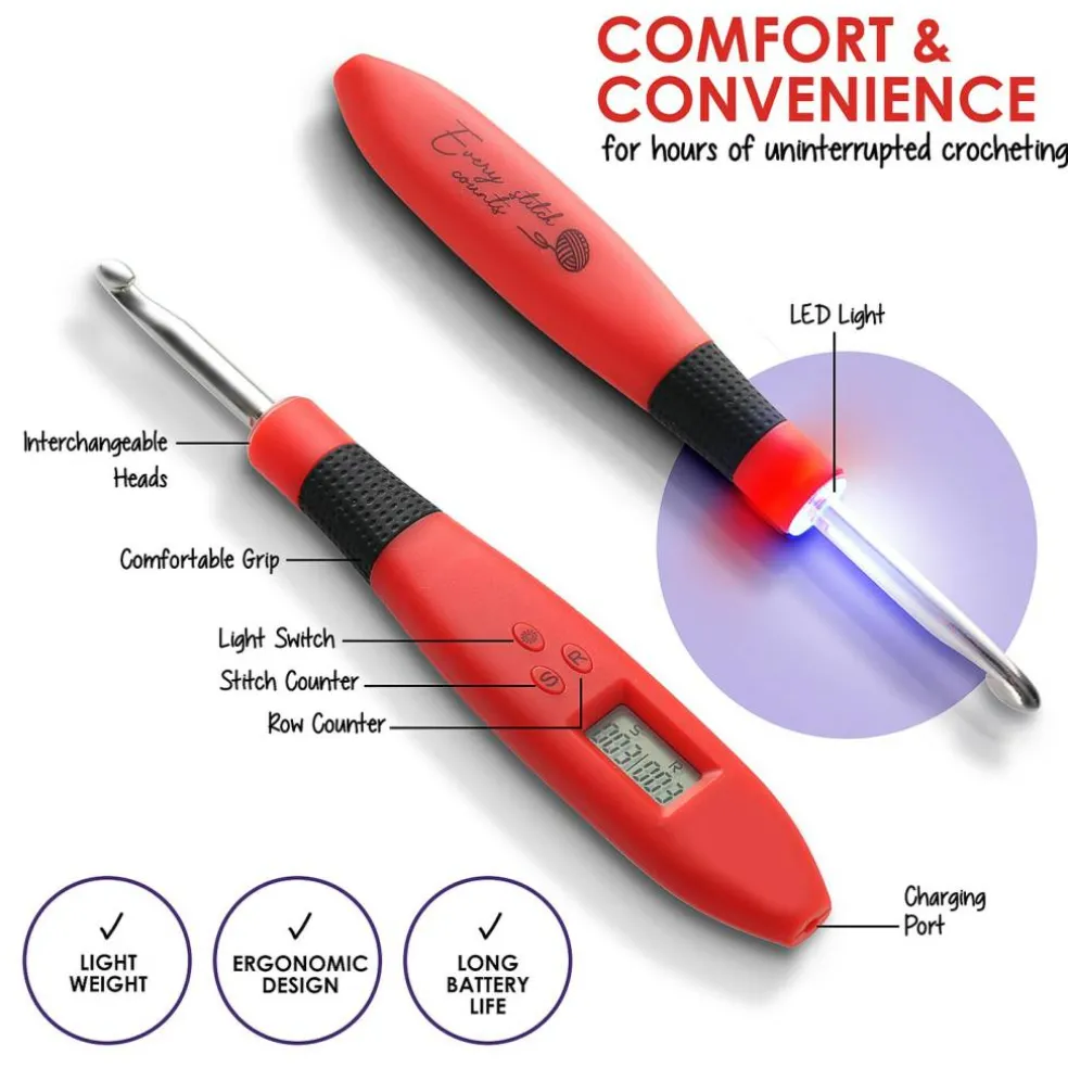 CraftBud Digital Counting Crochet Hook Set