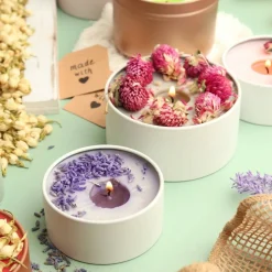 CraftBud DIY Natural Soy Candle Making Kit with Dried Flowers