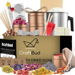 CraftBud DIY Natural Soy Candle Making Kit with Dried Flowers