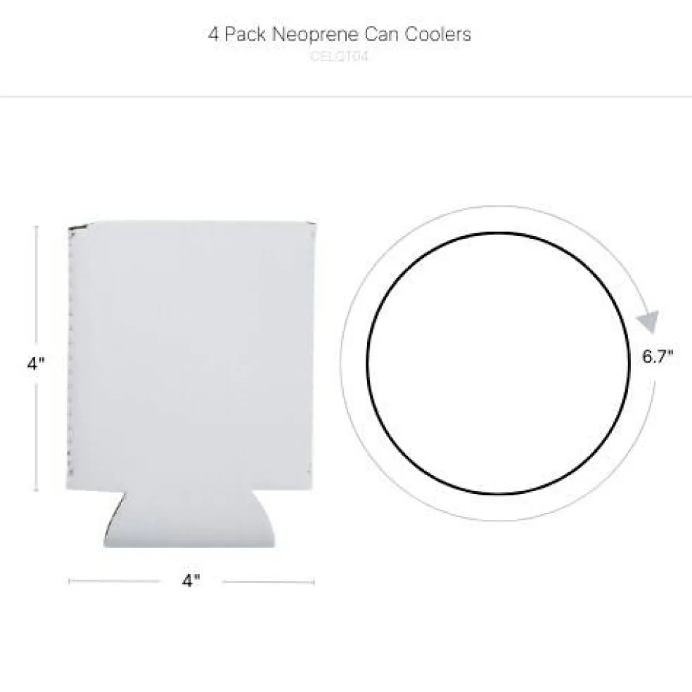 Craft Express 4 Pack Sublimation Neoprene Can Coolers – 12oz White