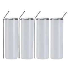 Craft Express Sublimation Printing Stainless Steel Tumblers - 30 oz, White, Set of 4